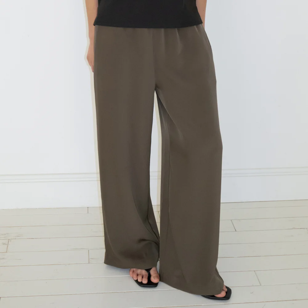 Satin Banding Pants (Brown)