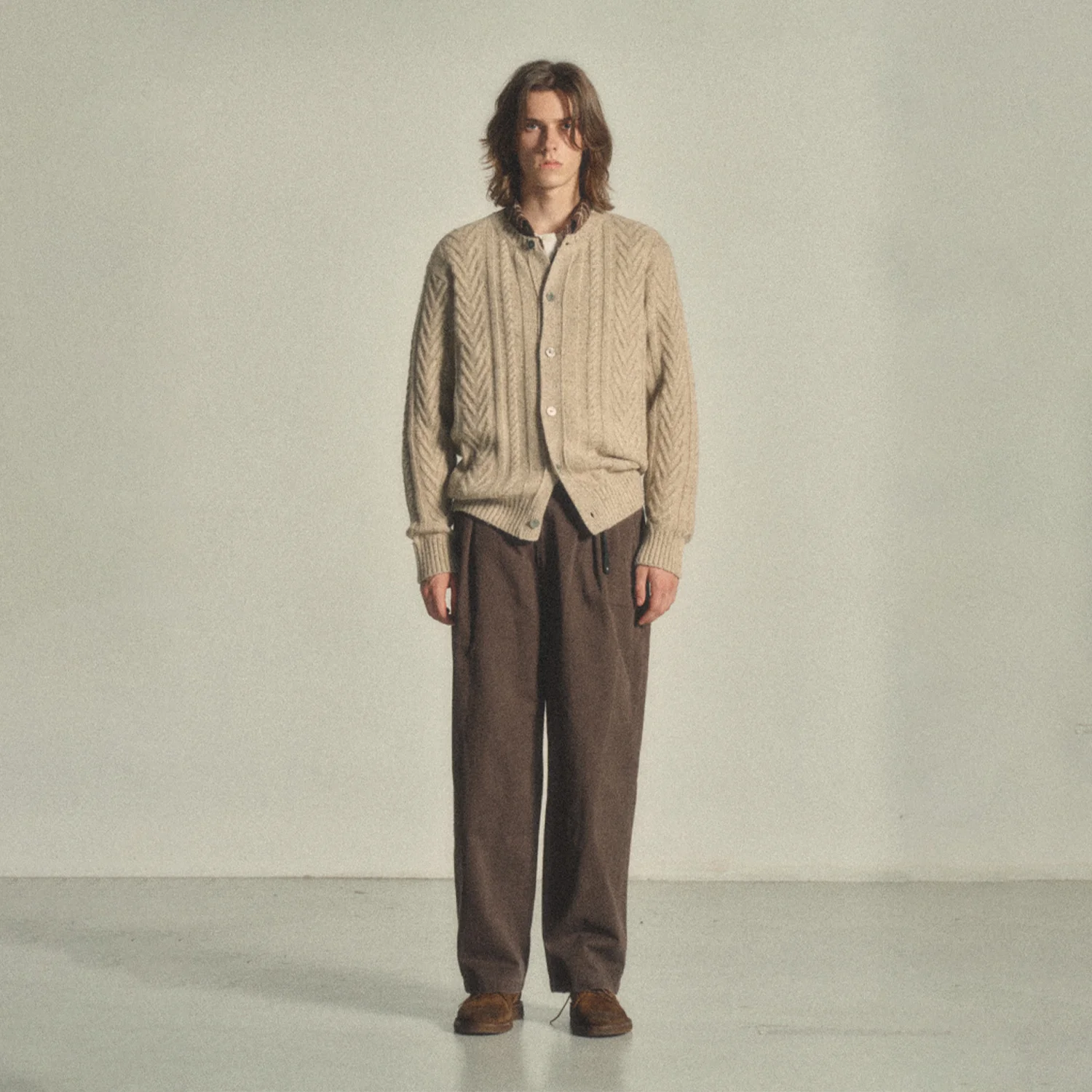 Fisherman Cable Cardigan_ Natural