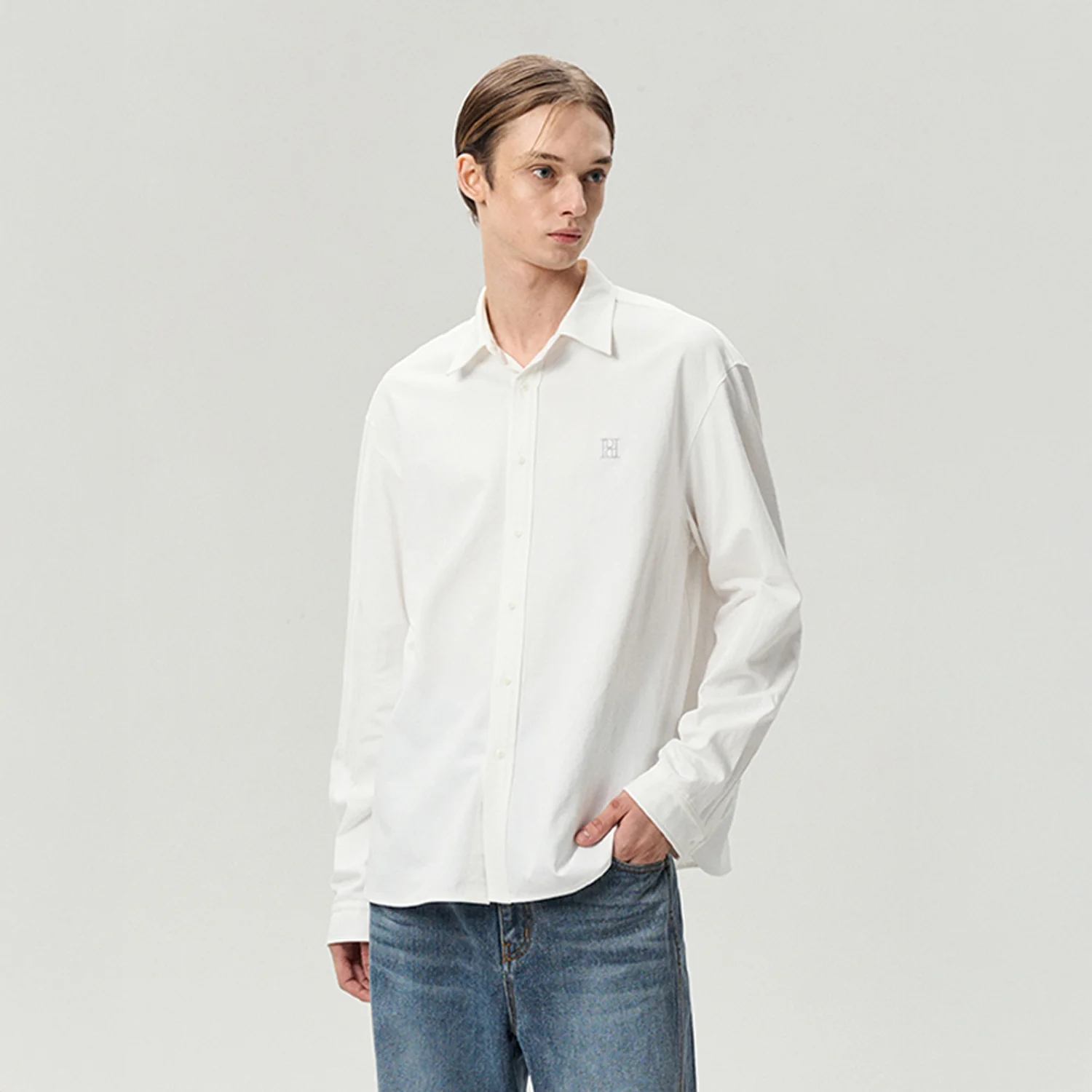 LOGO EMBROIDERED SHIRT WHITE