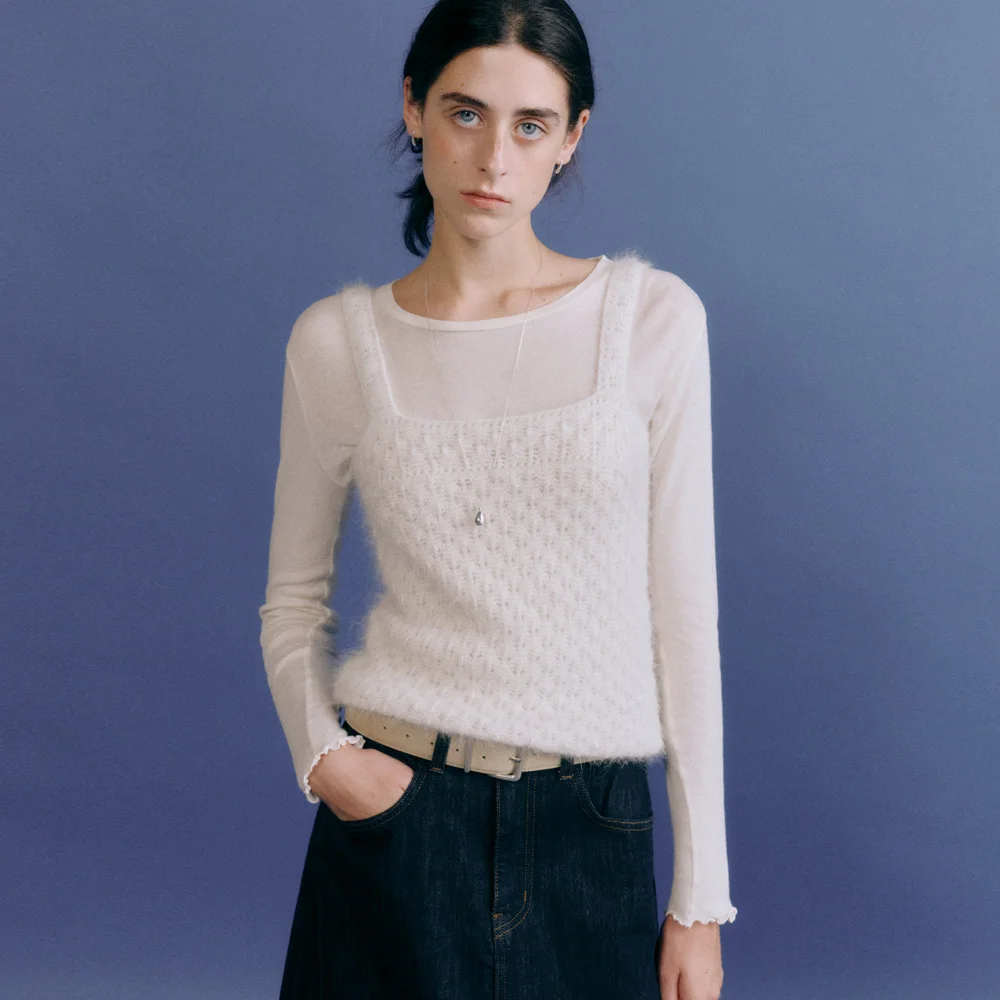 Bess Crochet Knit Top (Ivory)