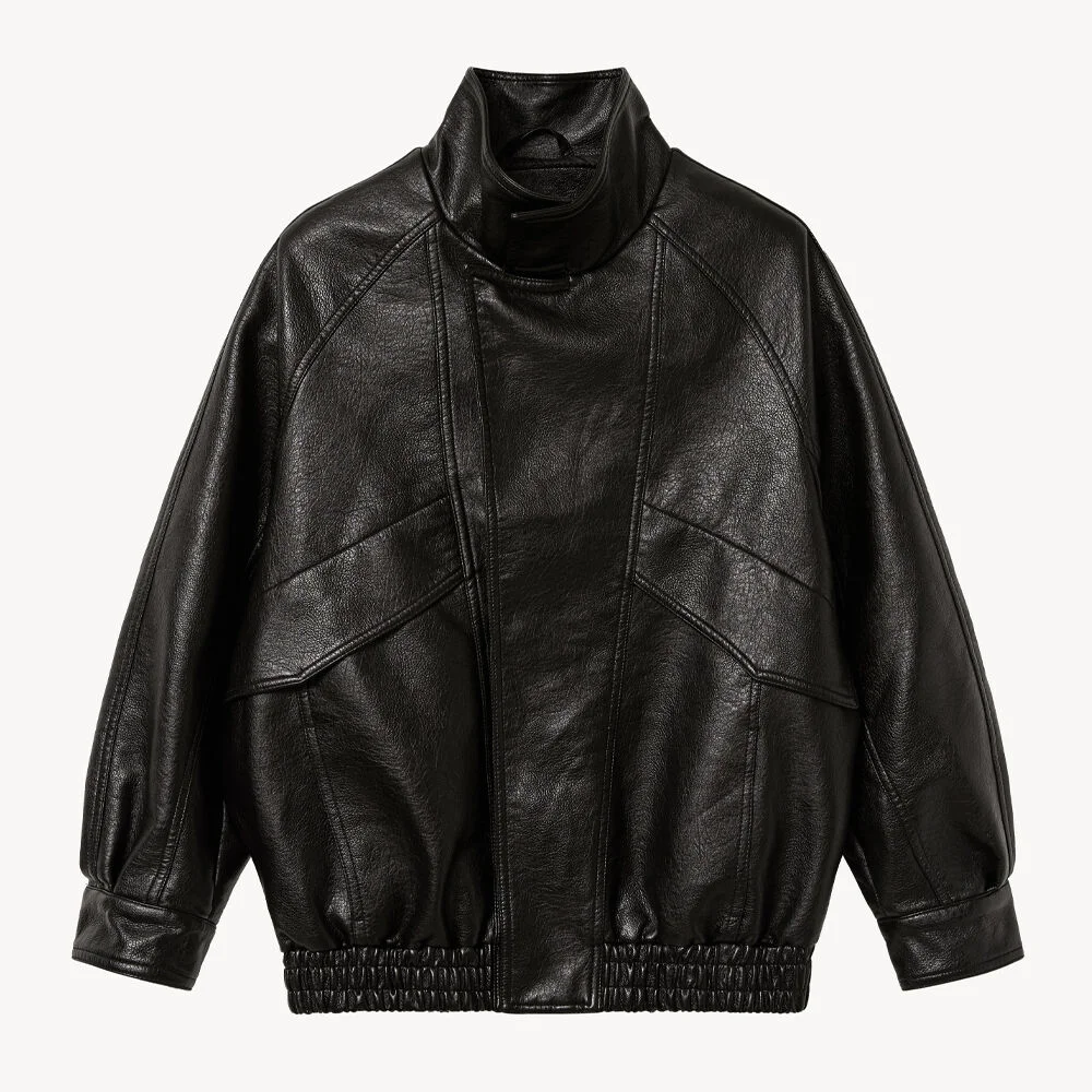 9209 水洗 皮革 復古 外套 (BLACK)