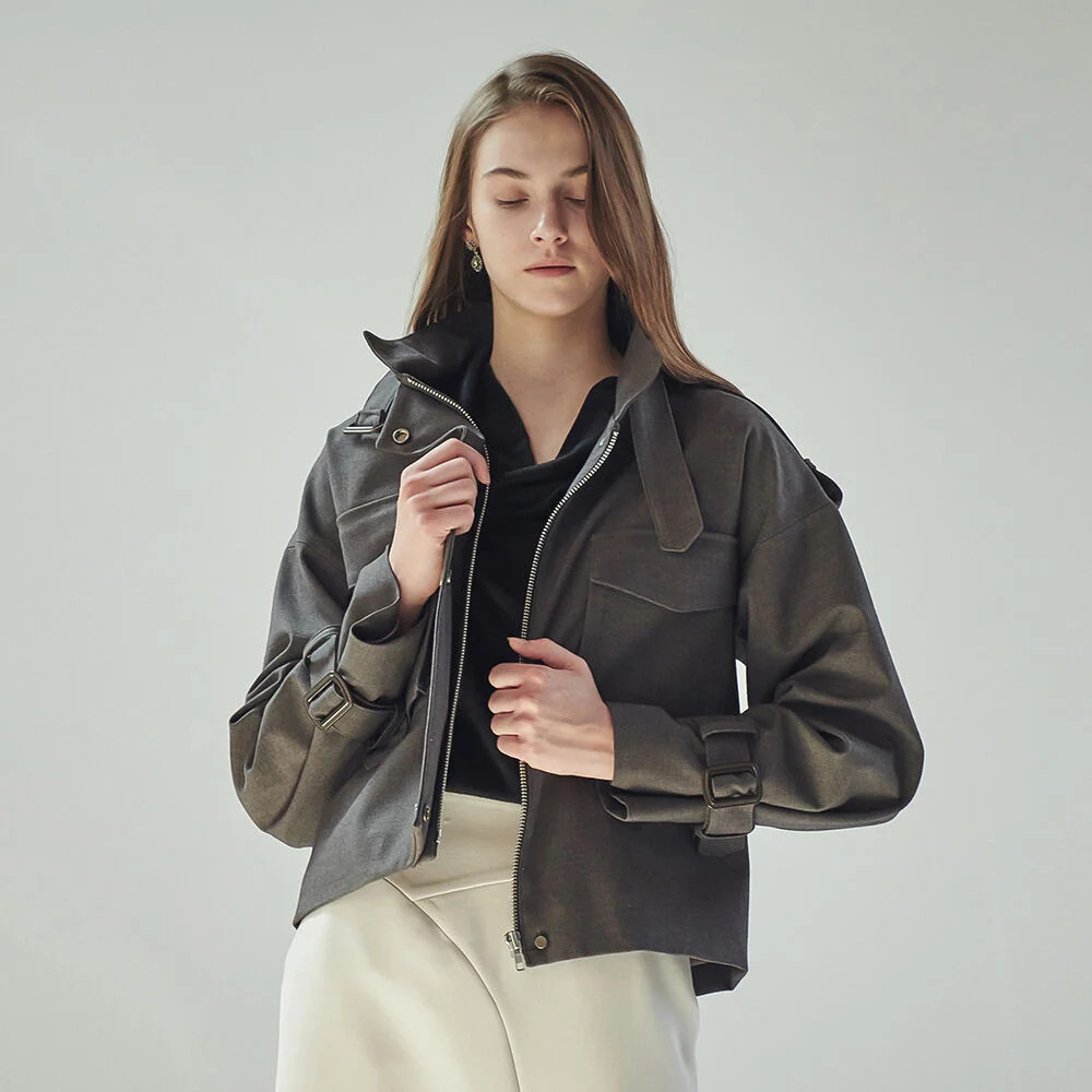 WIDE POCKET CROPPED JACKET_D.BROWN
