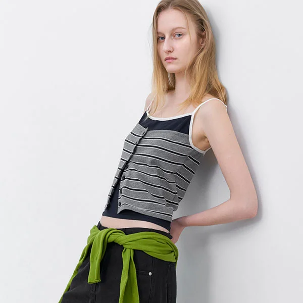 STRIPE BUISTIER BUILT-IN KNIT TANK TOP (T-7260)