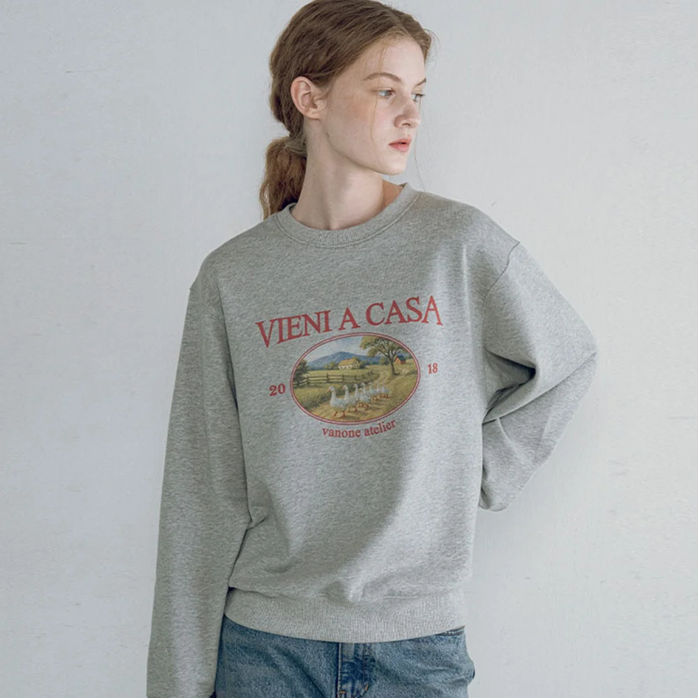 A3554 VIENI A CASA heritage 衛衣 襯衫_Melange gray