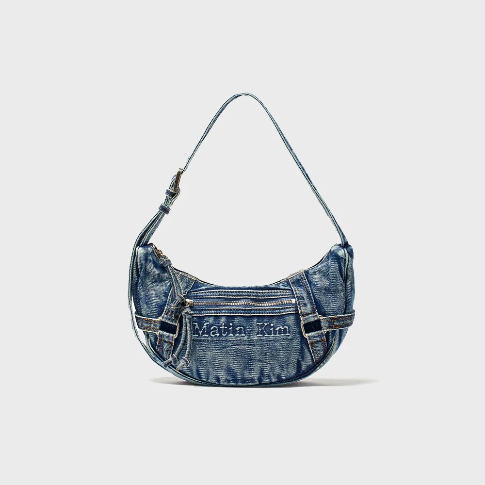 MATIN WASHED DENIM MINI HOBO BAG IN BLUE