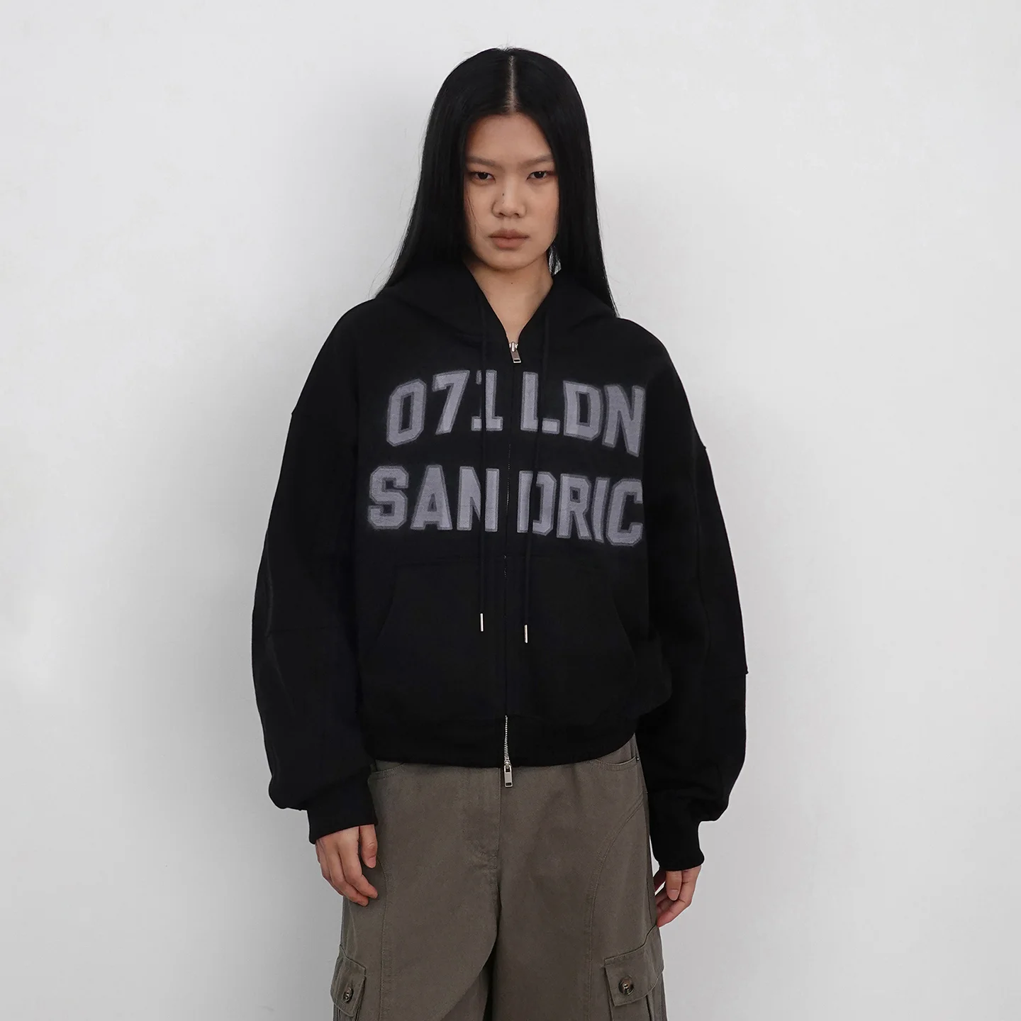 OVERFIT HOOD ZIP UP_BLACK