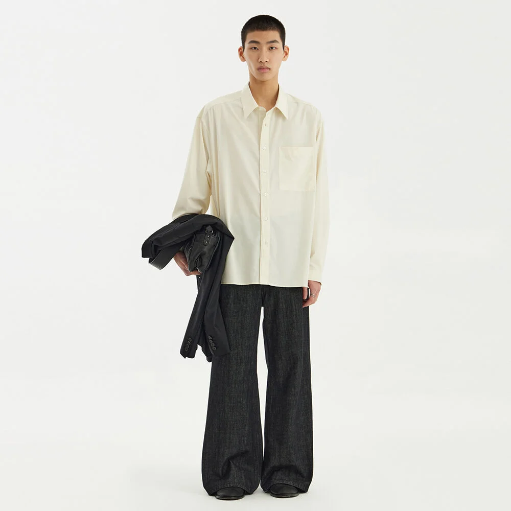 Cut-Off Loosed Shirt (Men) - Ivory