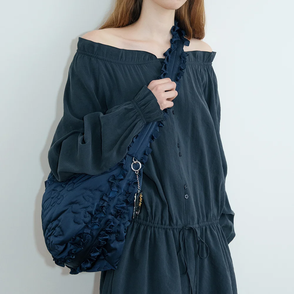 Padded Shirring Bag (Navy)