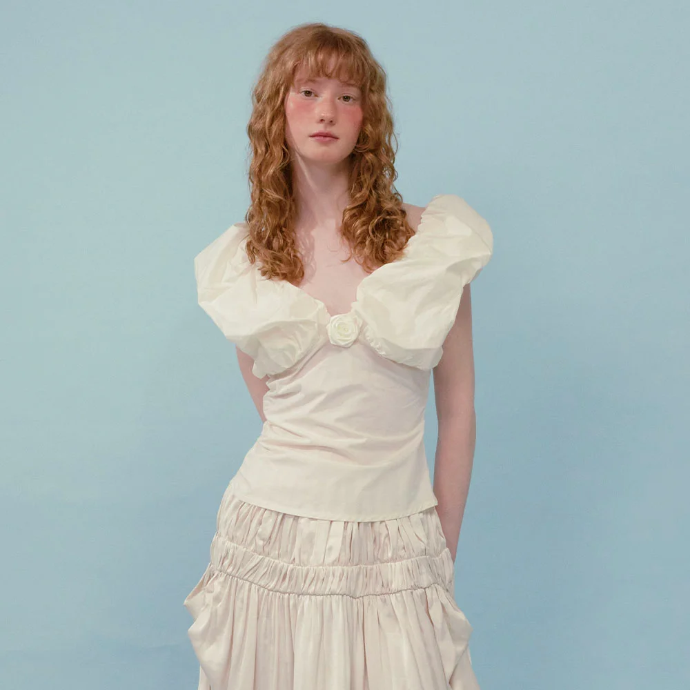 Volume Puff Blouse (Cream)