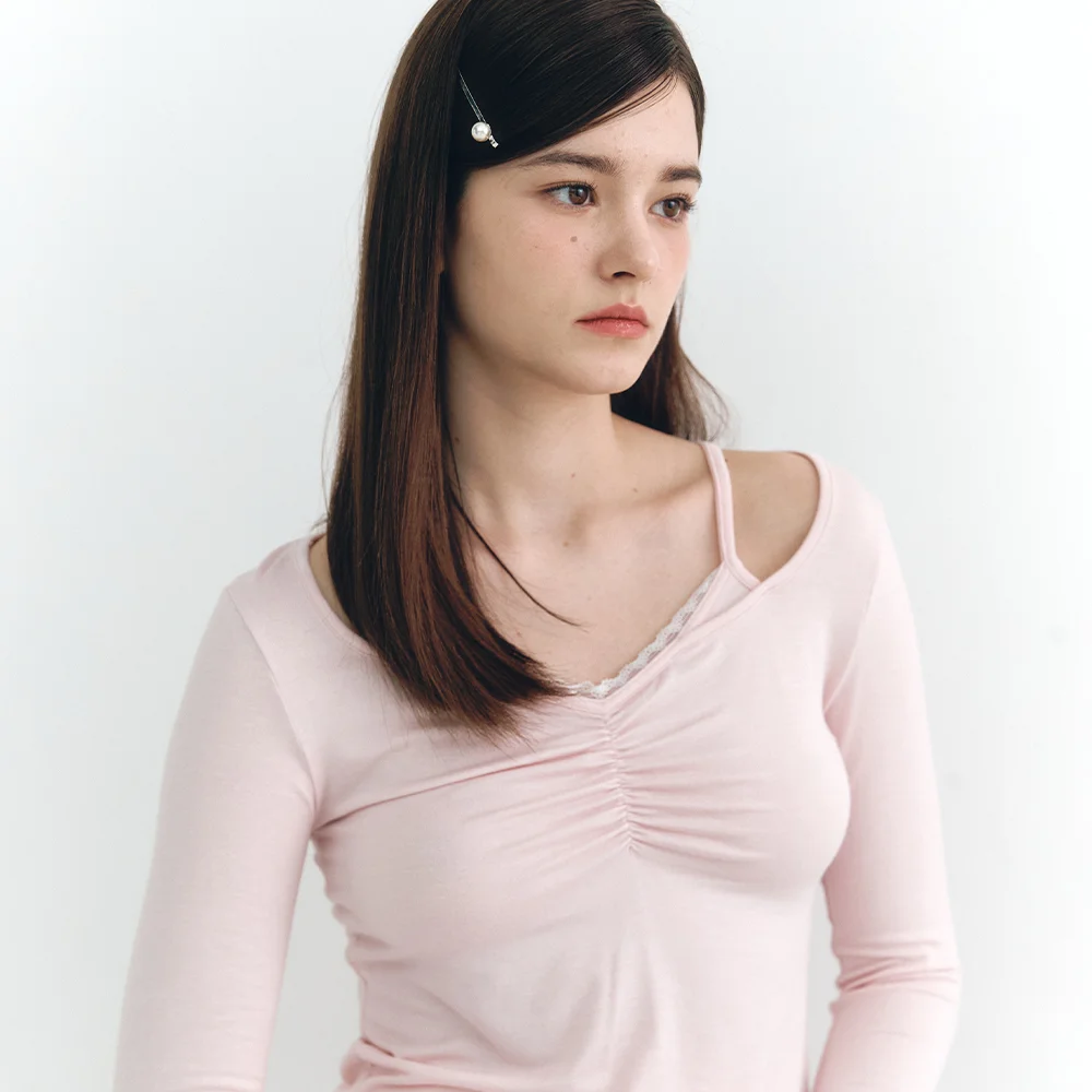 Layered Lace Long Sleeve Pink