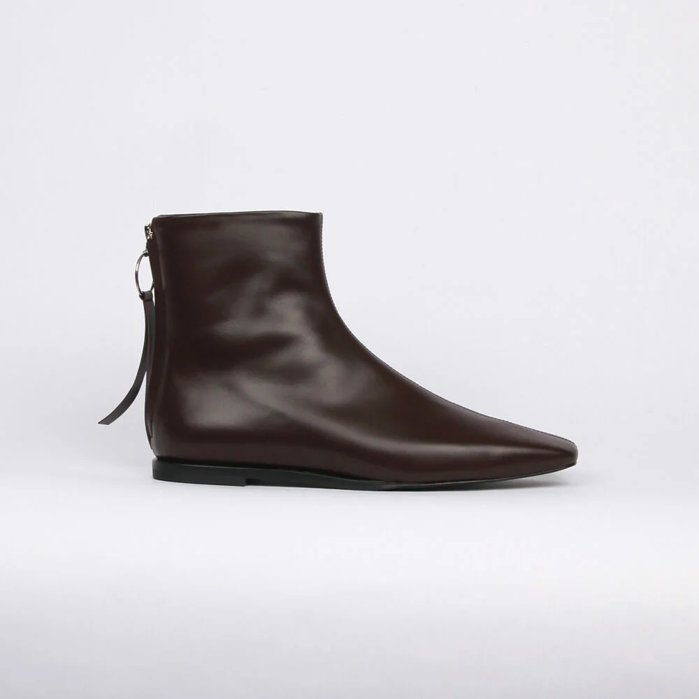 Bella Flat Ankle Boots Brown