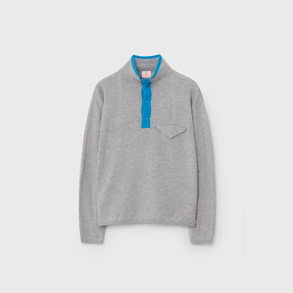 CASHMERE SNAP PULLOVER KNIT (GREY)