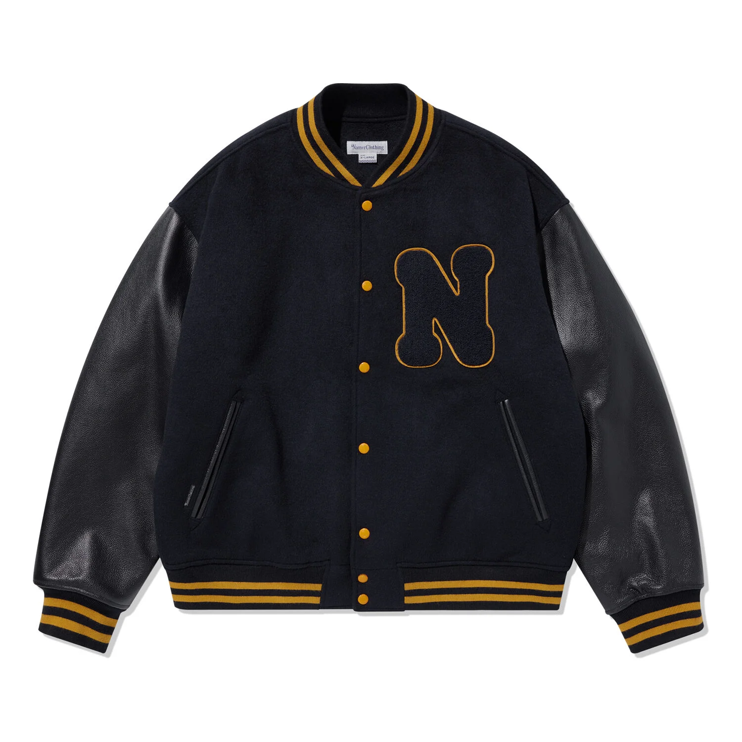 N BOUCLE VARSITY JACKET NAVY
