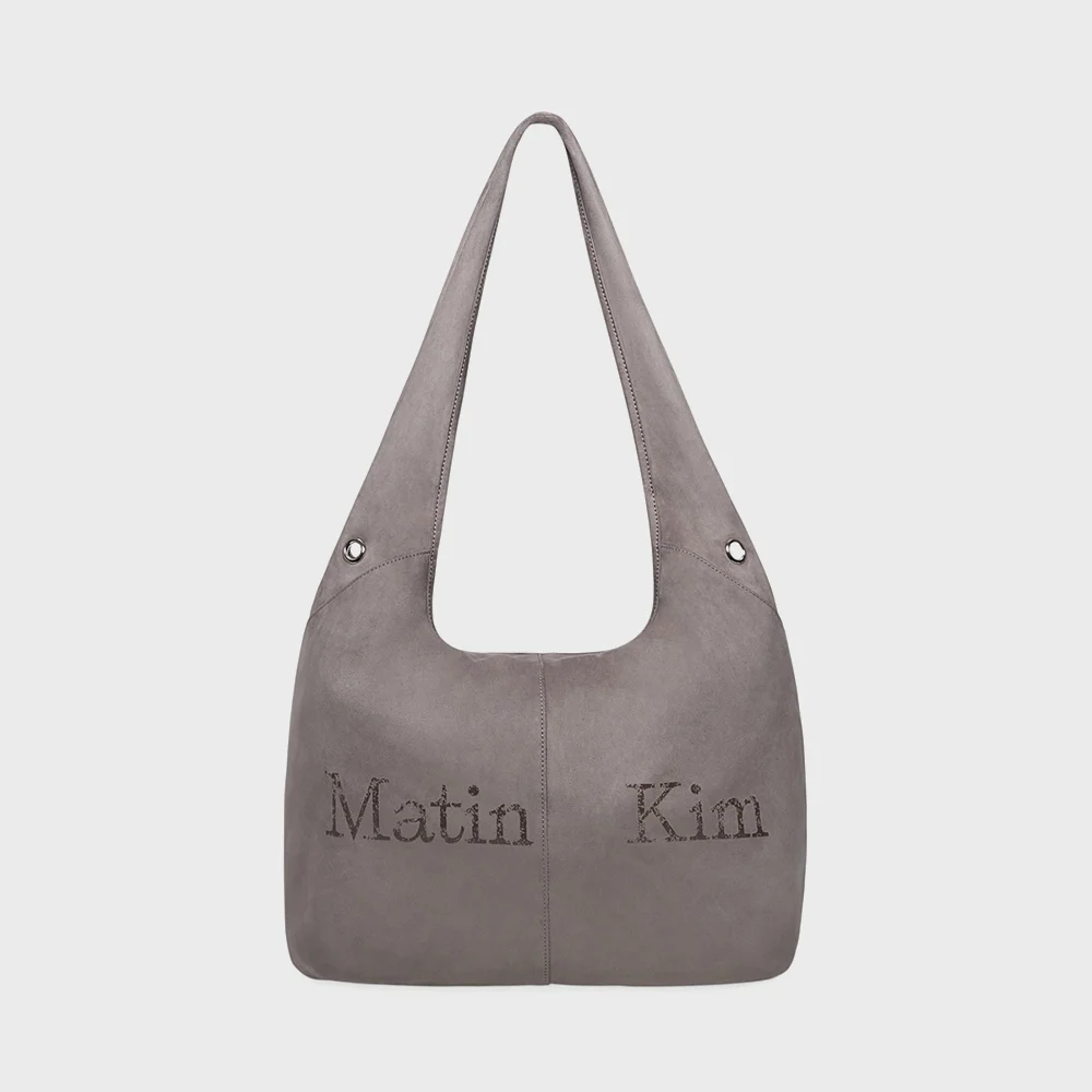 LOGO POINT SUEDE ROUND ECOBAG IN CHARCOAL