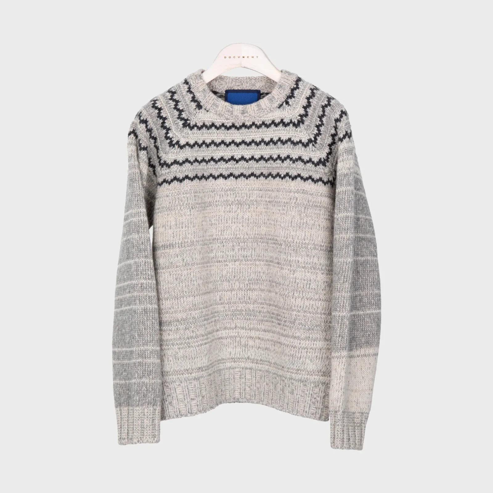SHETLAND WOOL TWEED SWEATER_GREY