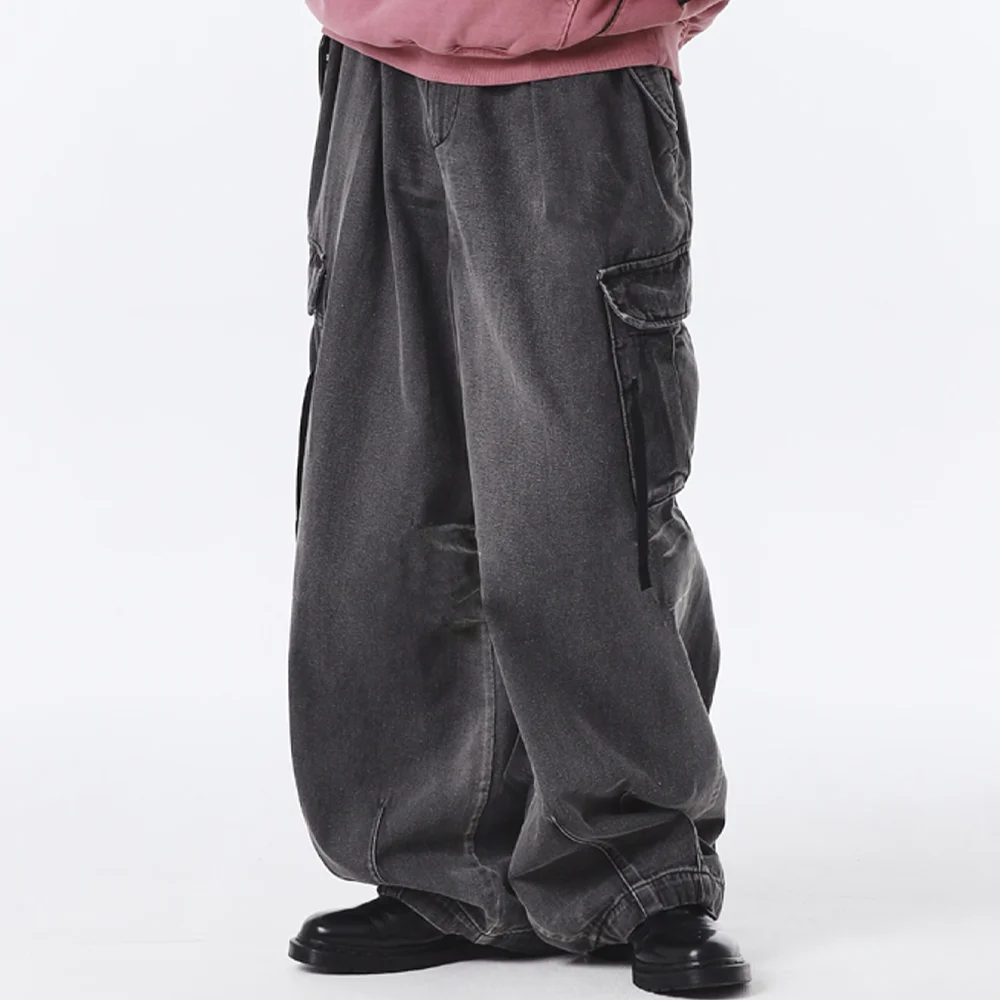 牛仔 降落傘 褲子 黑色