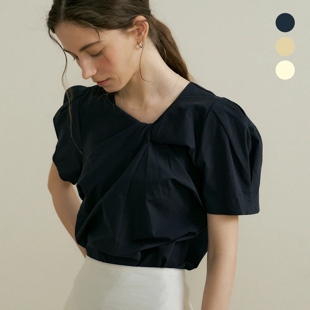 comos 836 neck twisted puff blouse (3color)