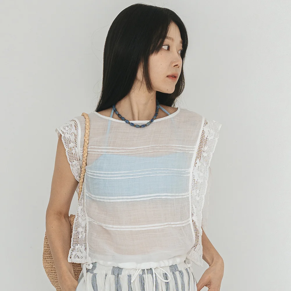 Side Lace White Blouse