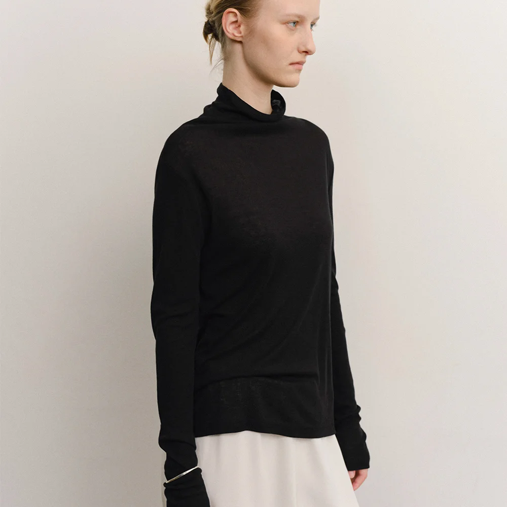 WARM SHEER LOOSE TOP_BLACK