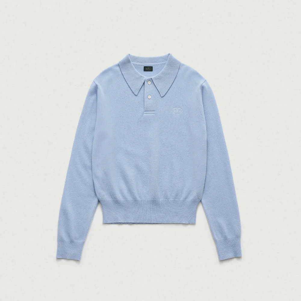 Cashmere Wimblyn Knit Polo Shirt_Sky Blue