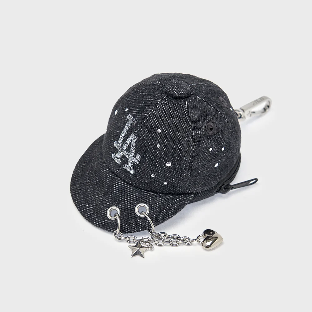 基本款 牛仔 點綴 棒球帽 化妝袋 鑰匙扣 LA (Black)
