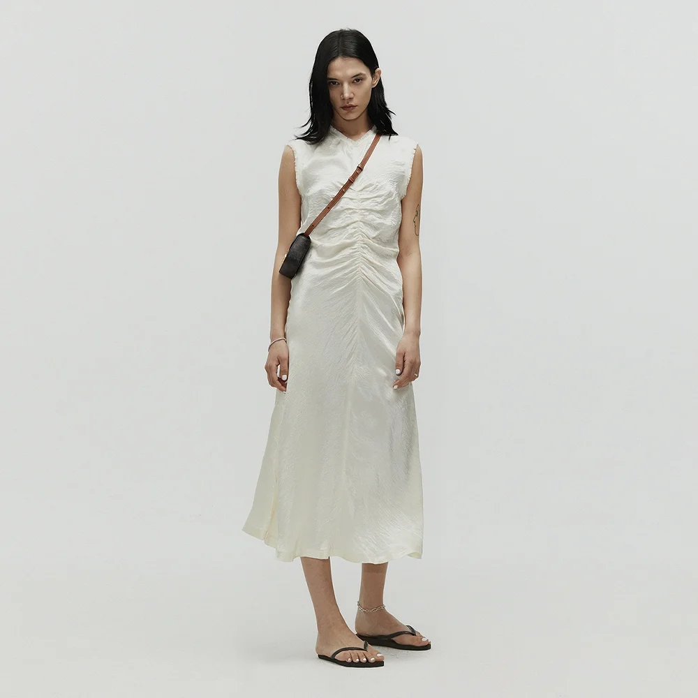 MIDI GRACEFUL VAGUE DRESS_IVORY