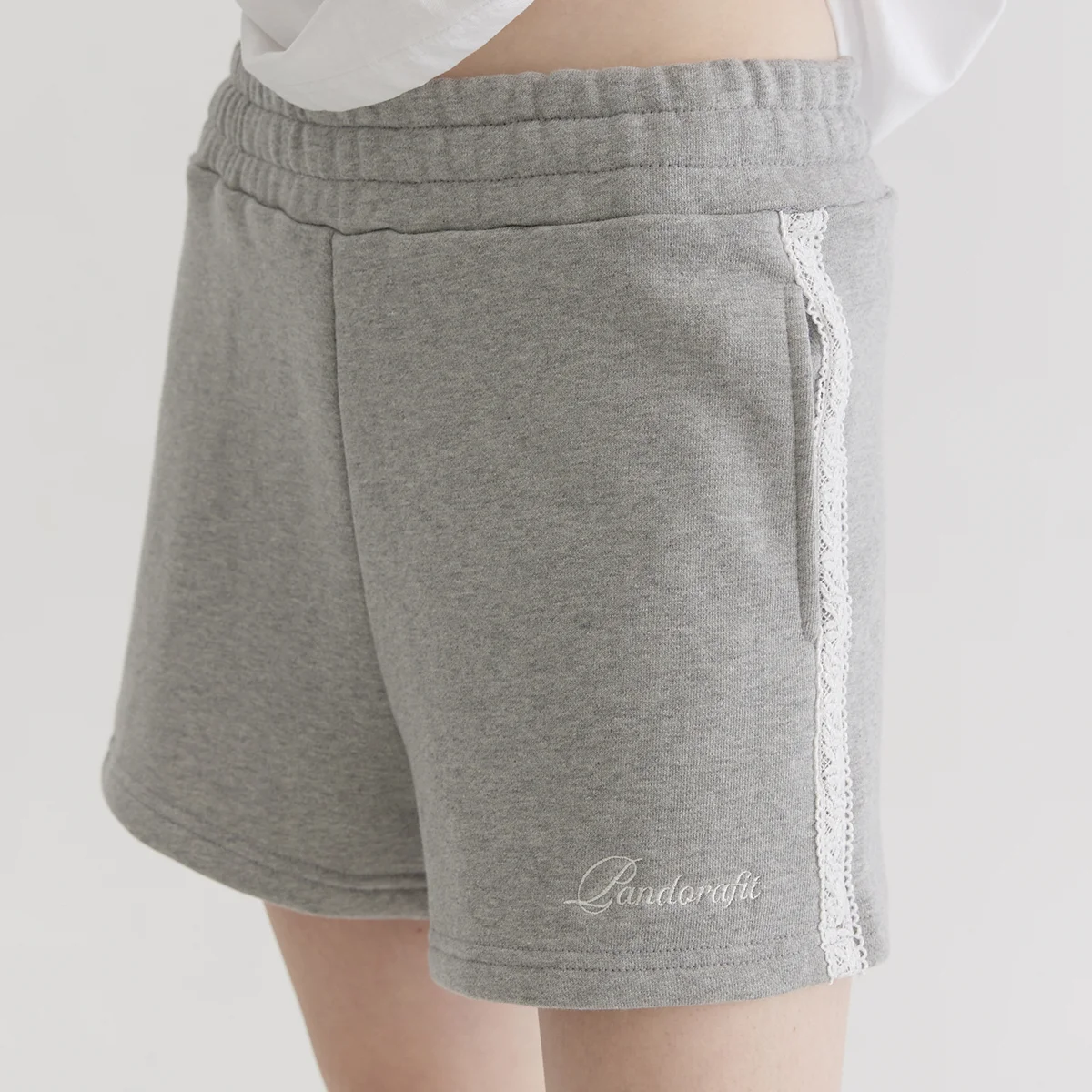 Lace Sweat Half Pants (melange gray)