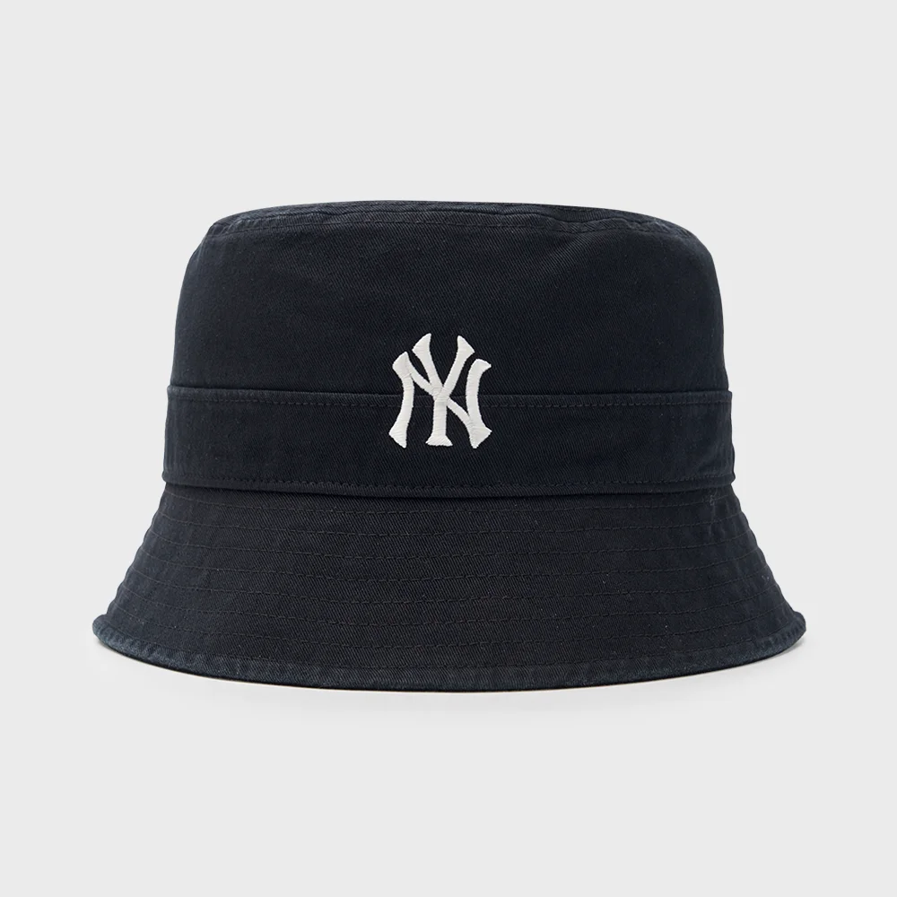 基本款 單點圖案 水洗 漁夫帽 NY (Black)