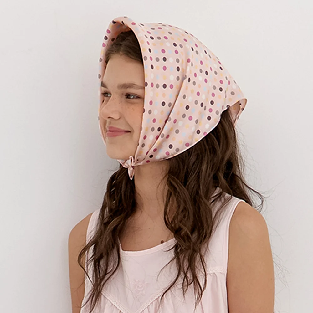 confetti dot satin scarf - salmon pink