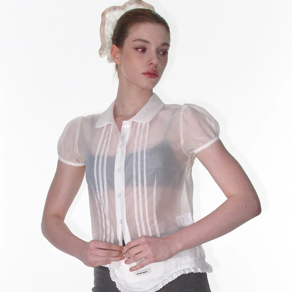 SHEER PINTUCK BLOUSE_WHITE