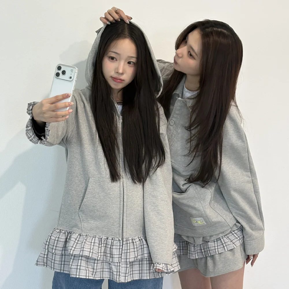 CEC ZIP-UP HOODIE DRESS(GRAY)