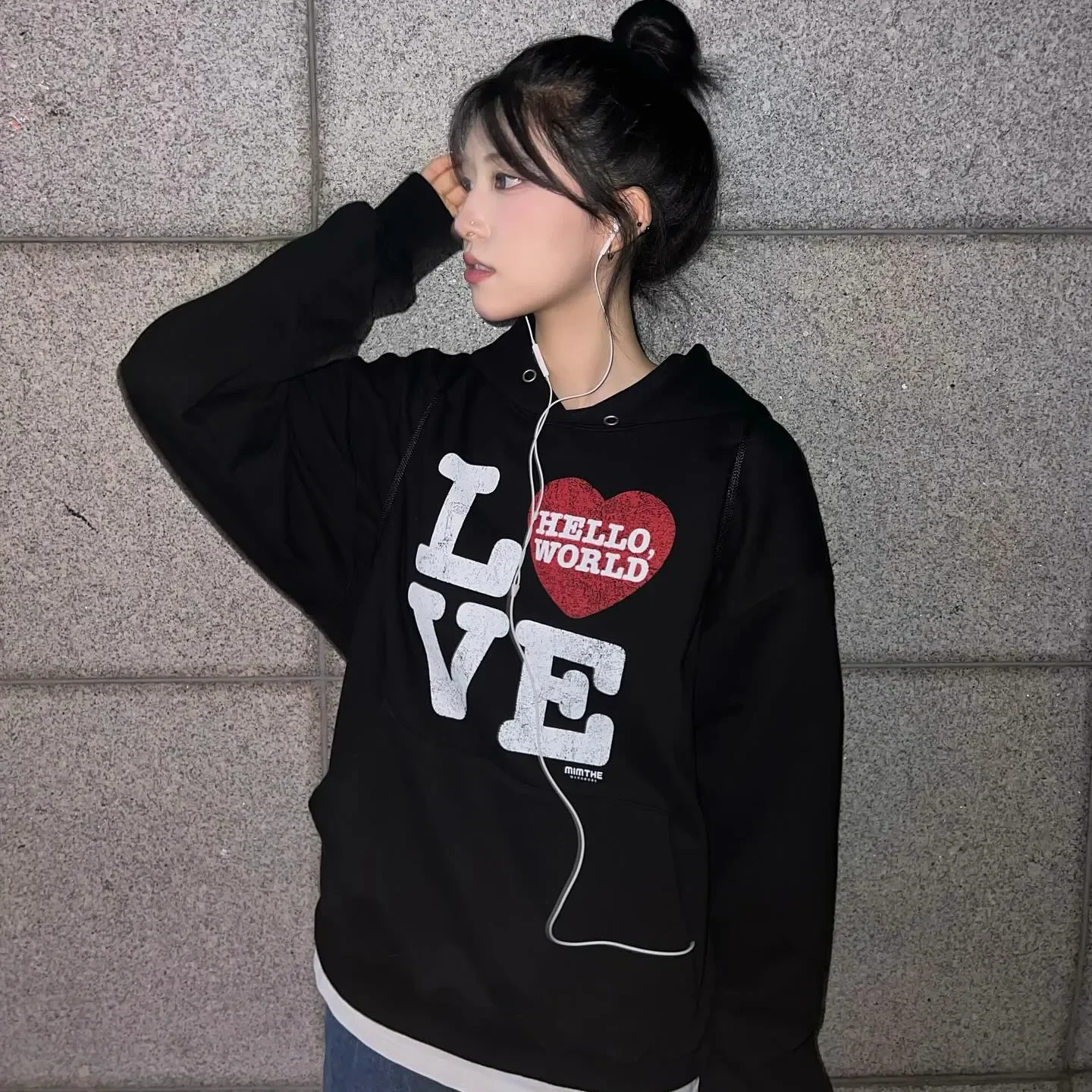 Hello 世界 LOVE 連帽衫_黑色