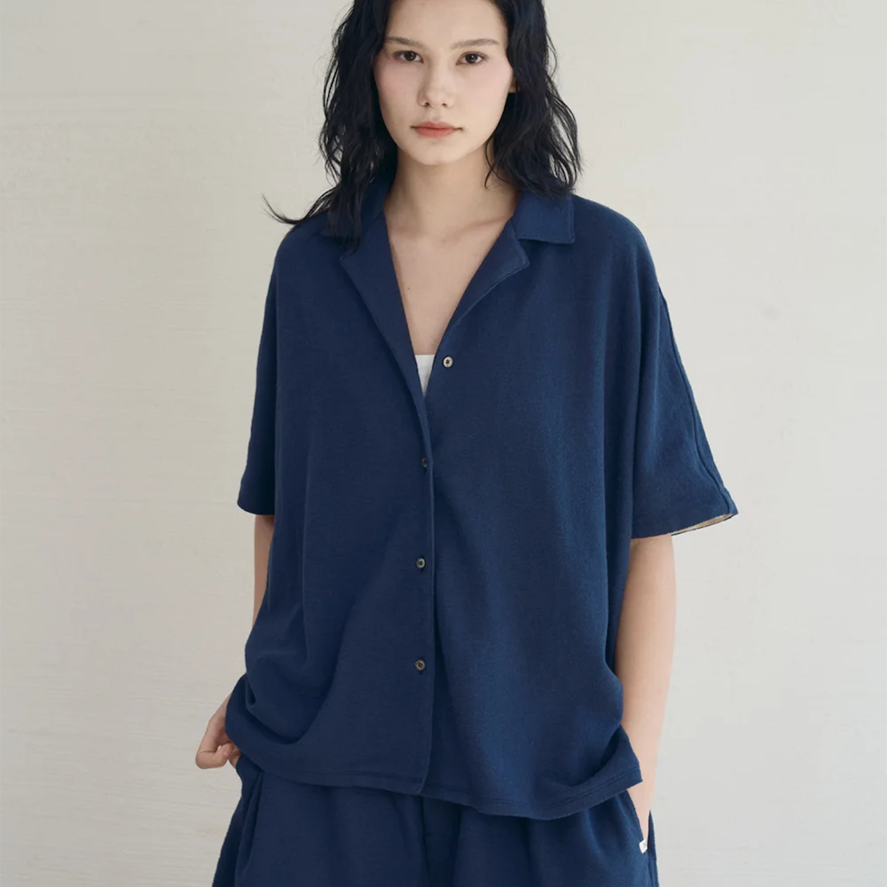 French Terry Lounge Shirt_Navy
