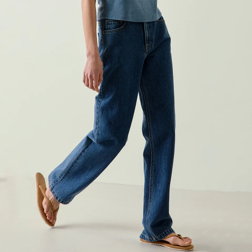 relaxed straight jeans (classic blue)