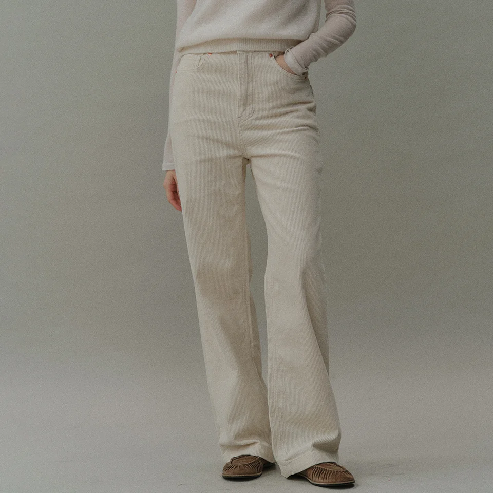 straight-fit corduroy pants (cream)