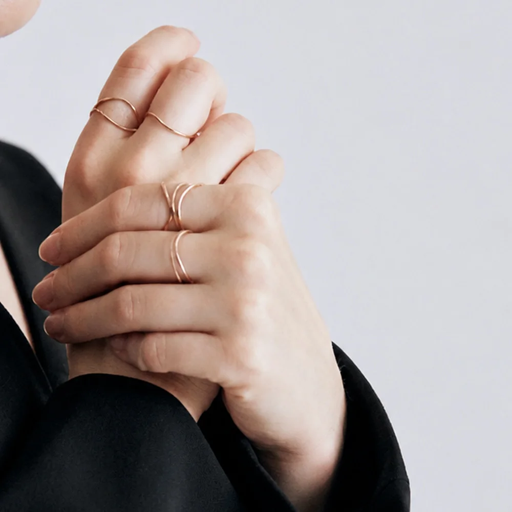 Layered curve ring_ 幼線戒指, 疊層戒指,(925silver)