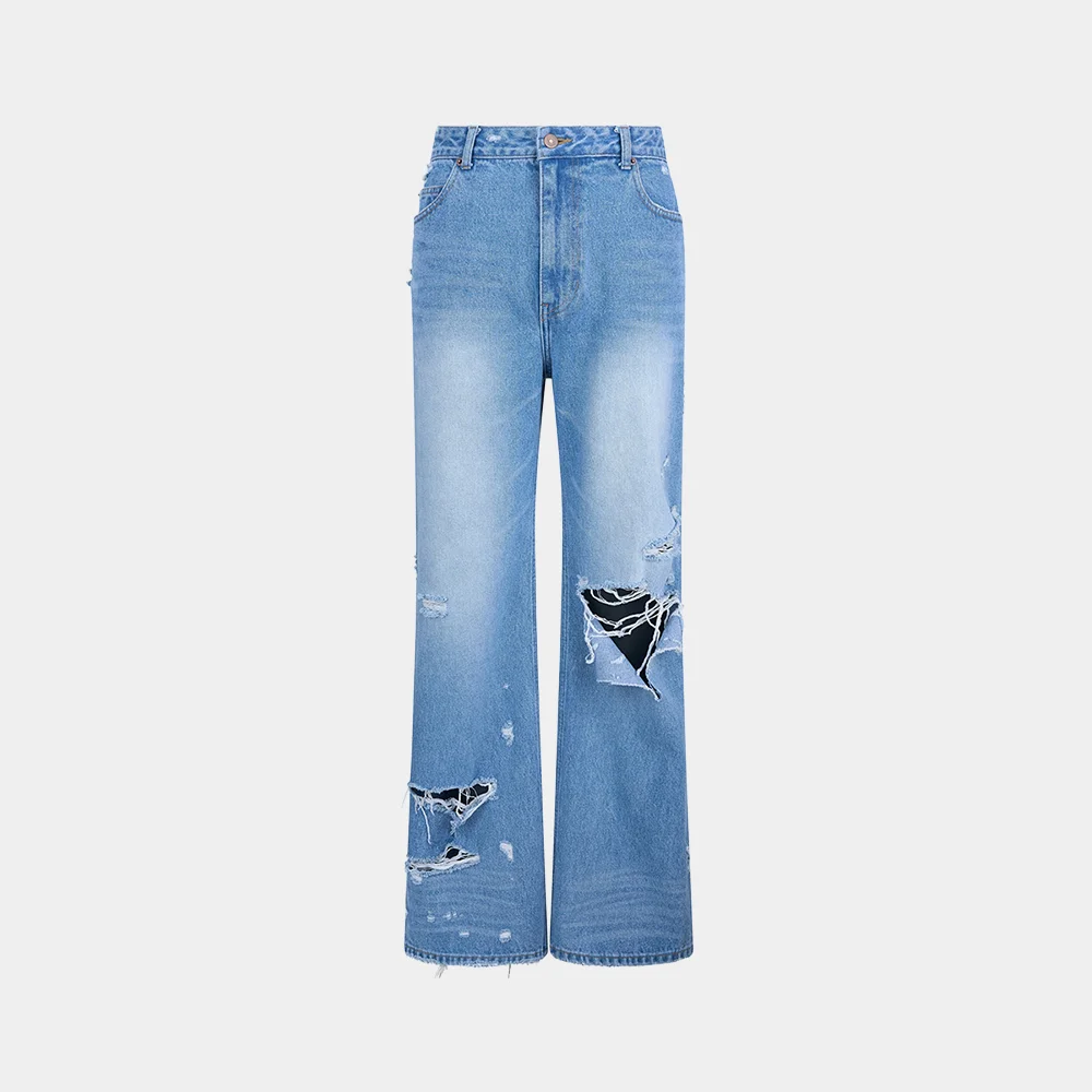 (W) REBELLION DESTROYED JEANS - BLUE