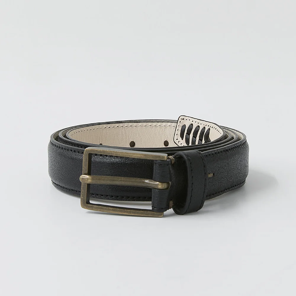 Leaf Leather Belt Black