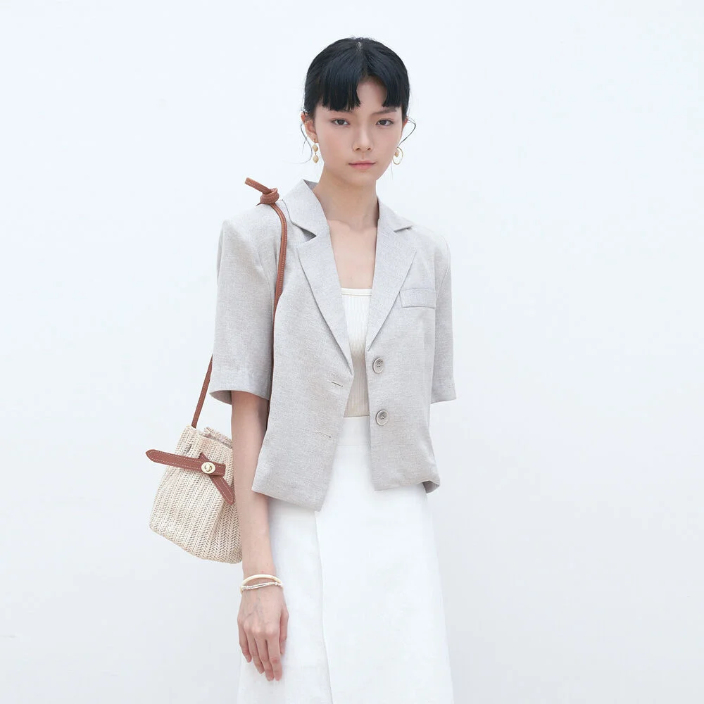 CROP HALF JACKET_BEIGE