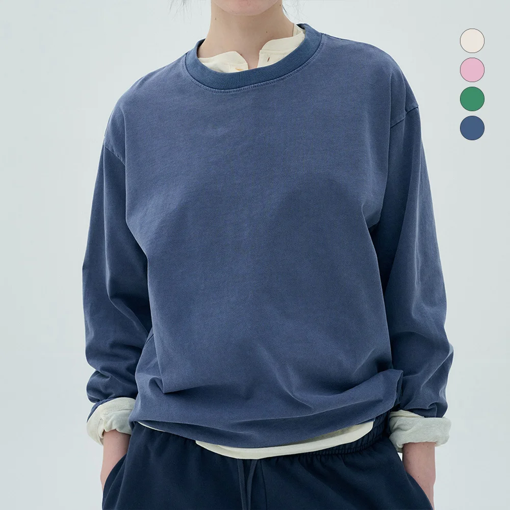 Pigment Dyed Round Neck Long Sleeve_4 color