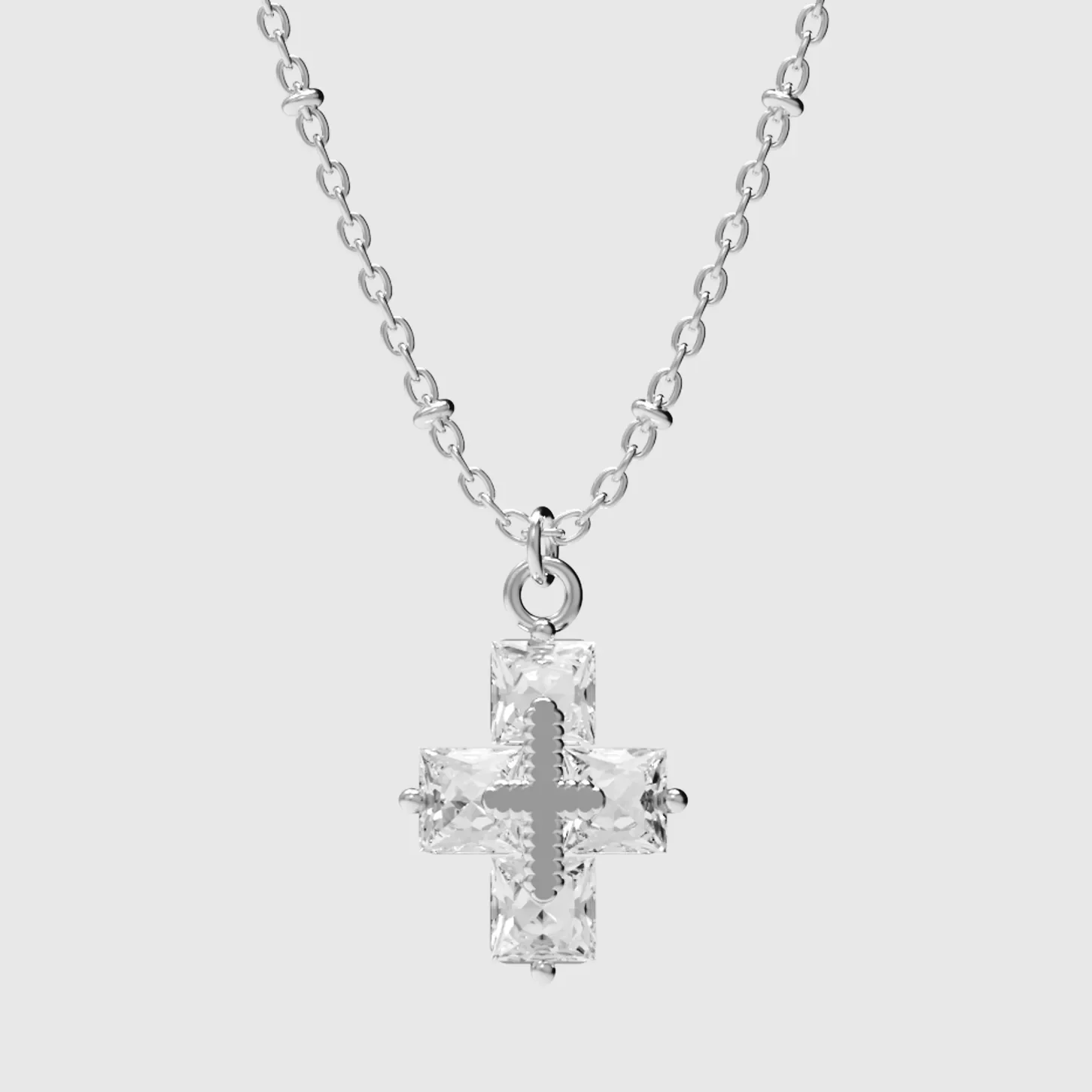 交叉 水鑽 Necklace
