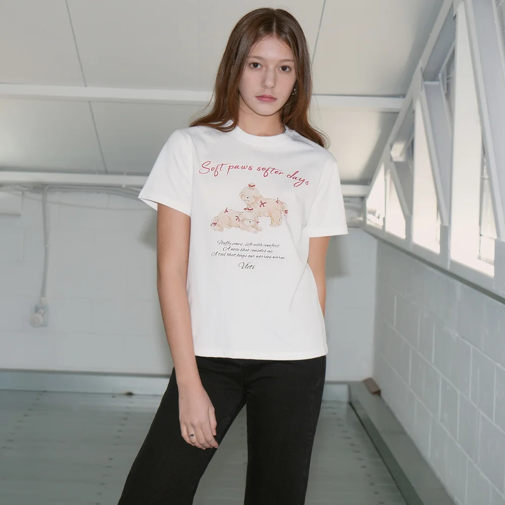 Dog Digital Print Short Sleeve Tee (white)