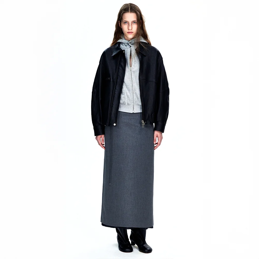 WOOL MAXI SKIRT_grey