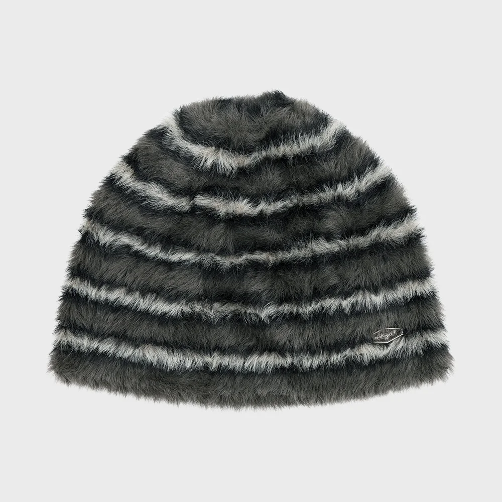 HAIRY STRIPE BEANIE