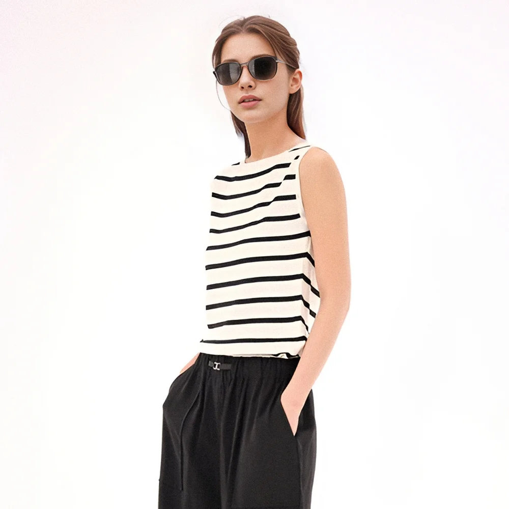 Boat neck Sleeveless Knit _ST.White