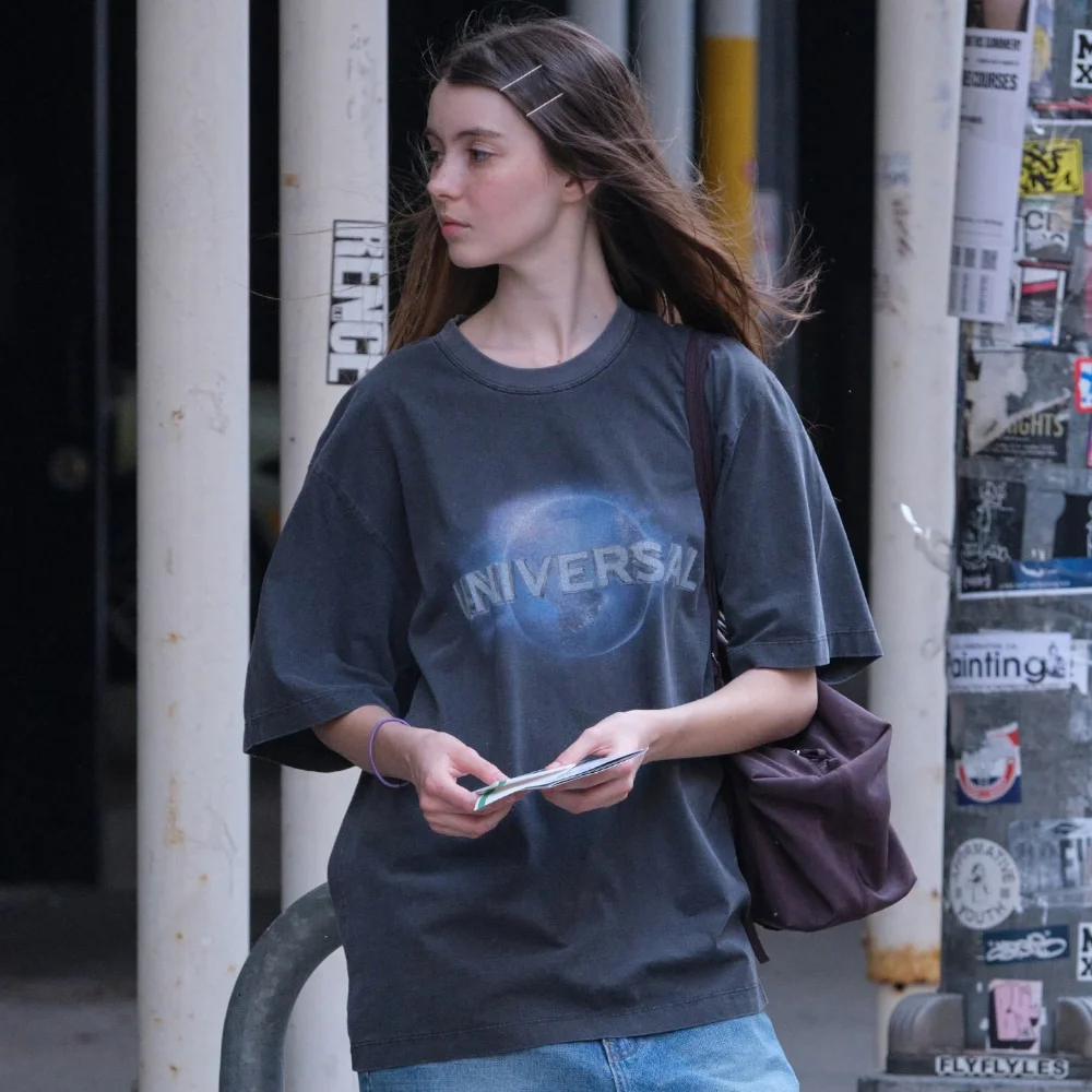 UNIVERSAL WASHED OVERSIZED TEE_CHARCOAL BLACK