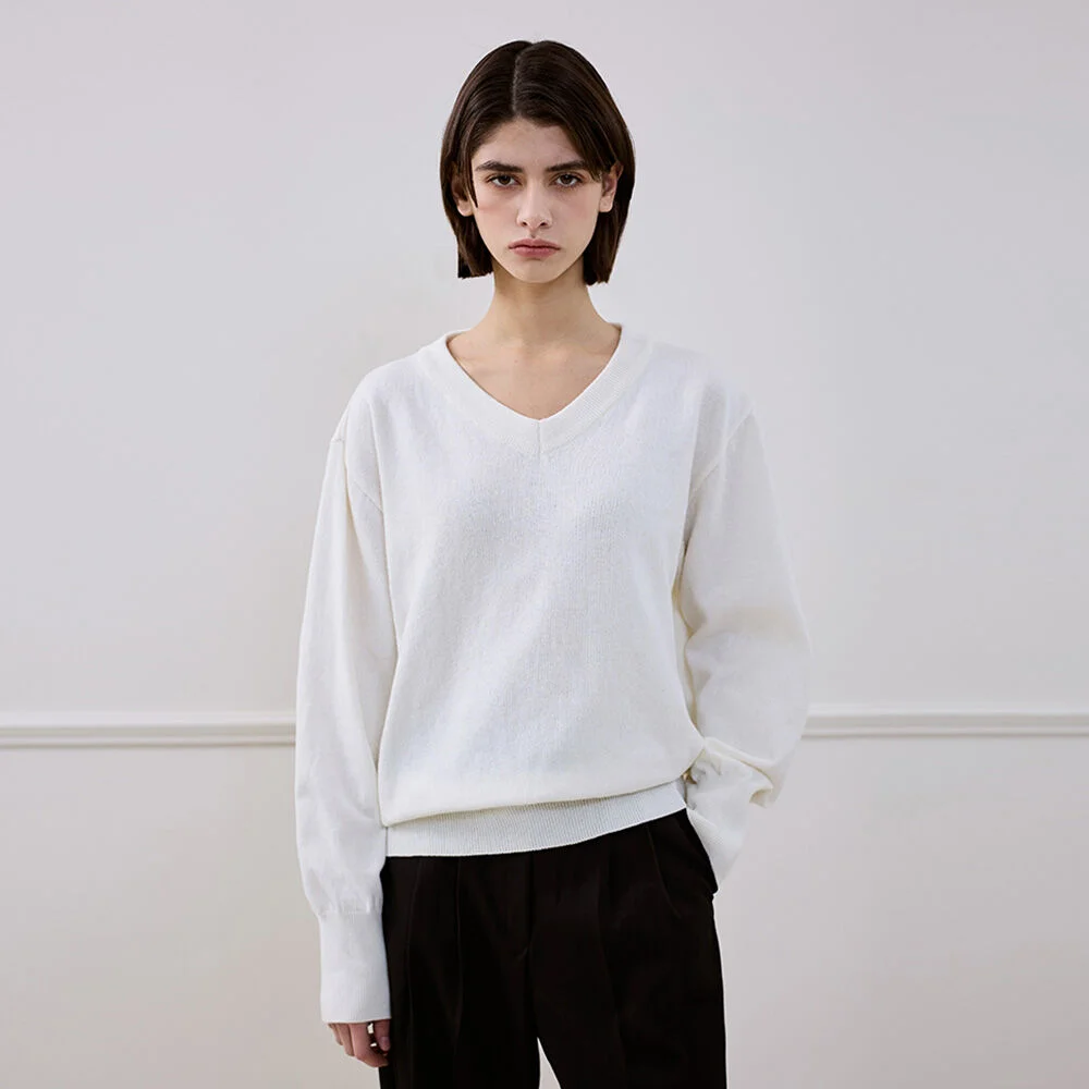 Wool Blended Vneck Knit