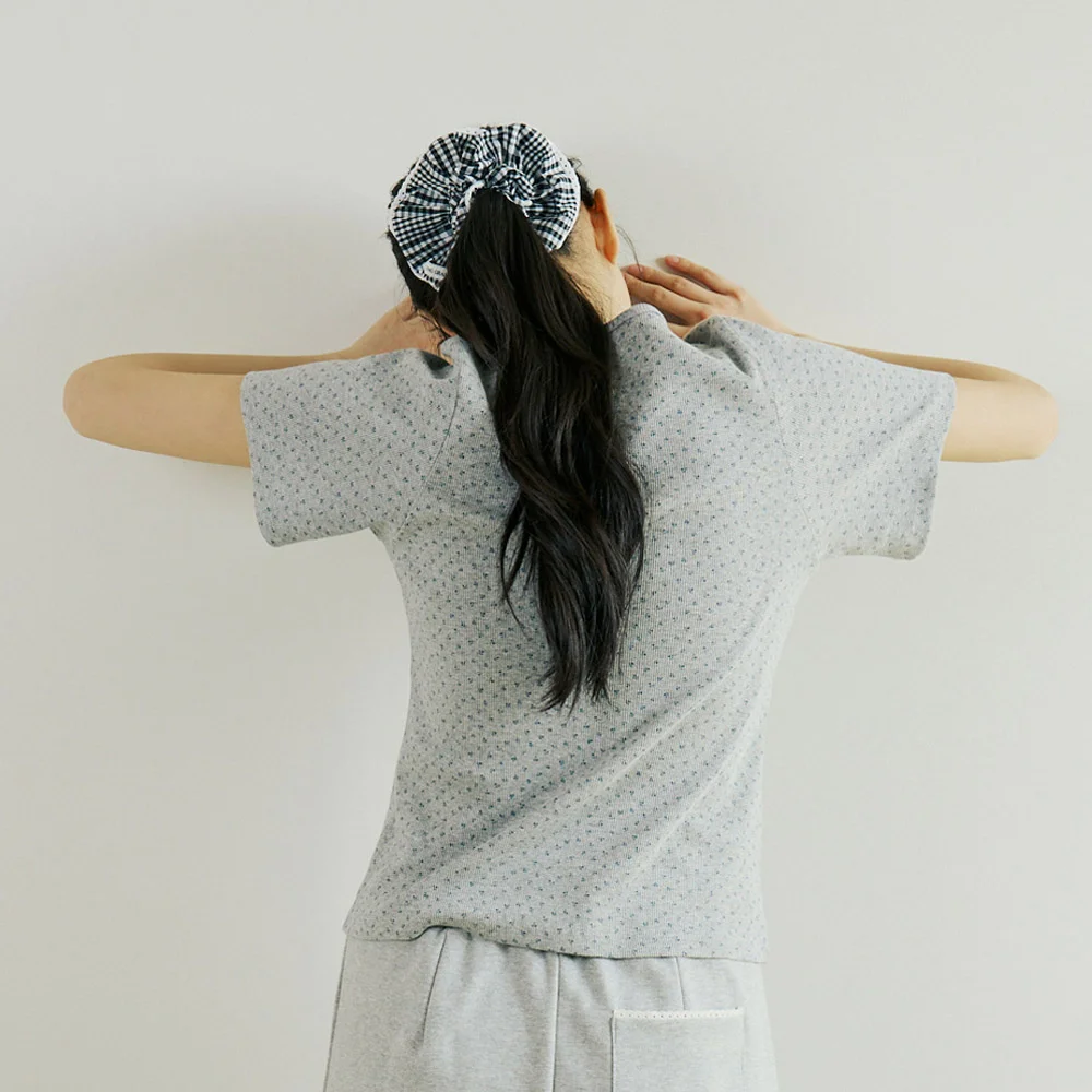 TINY LACE SCRUNCHIE : CHECK BLACK
