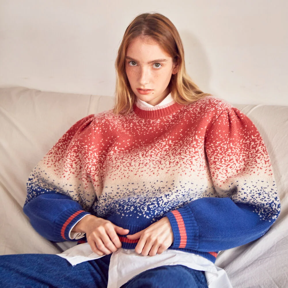Gradation Crop Knit (Red)