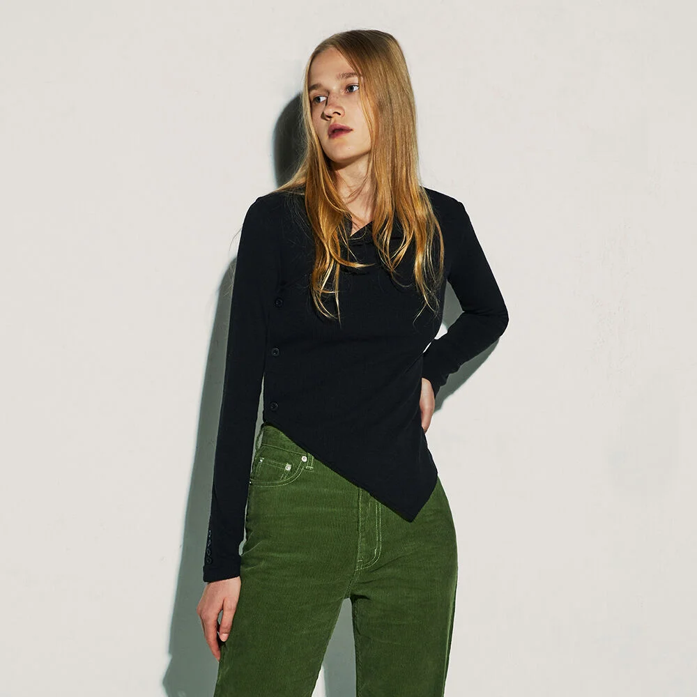 OBLIQUE RIBBED CARDIGAN